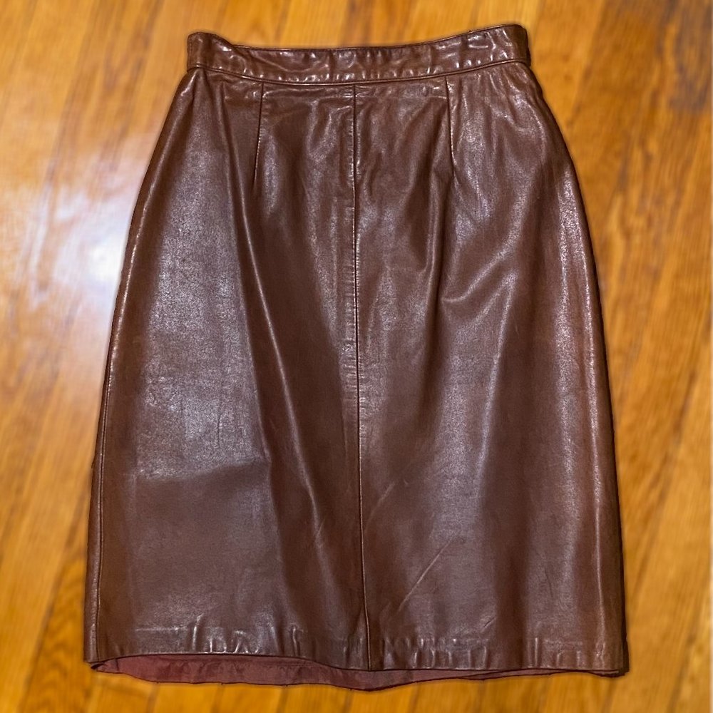Vintage Brown Leather Skirt